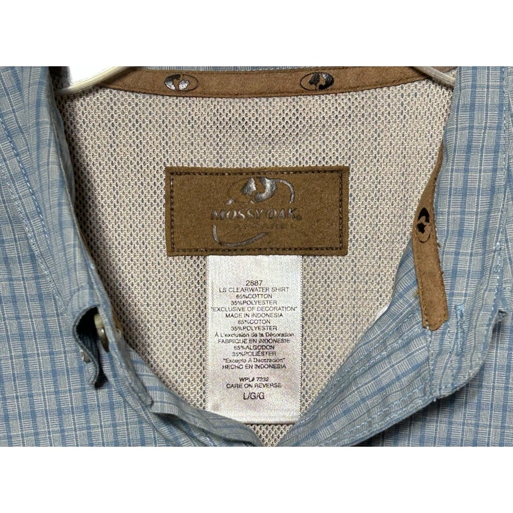 Mossy Oak Fishing Blue Performance Vented Shirt‎ Button Down SZ XL Boating - Picture 10 of 16